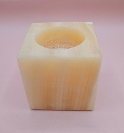 Natural Onyx Square Candle Holder – 2.4x2.4"