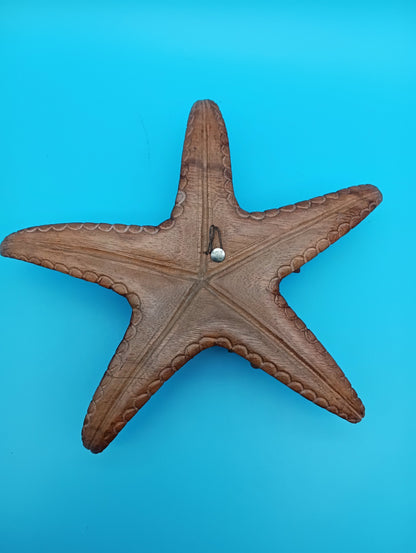 Hand Carved Wooden Starfish – Coastal Decor Accent 9–10"