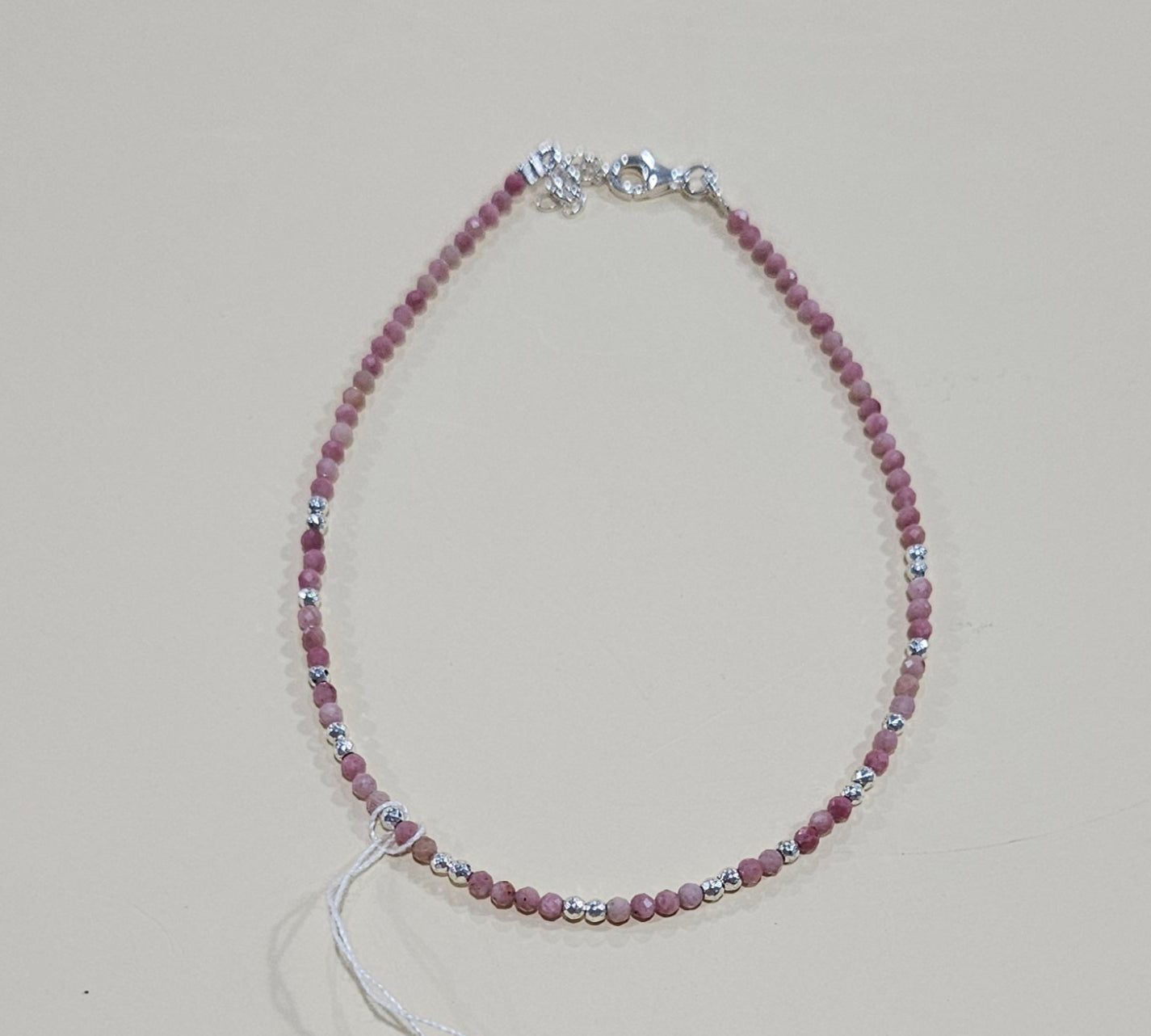Natural Gemstone Anklet with Sterling Silver – Customizable with Charm Option