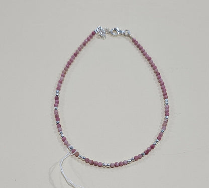 Natural Gemstone Anklet with Sterling Silver – Customizable with Charm Option