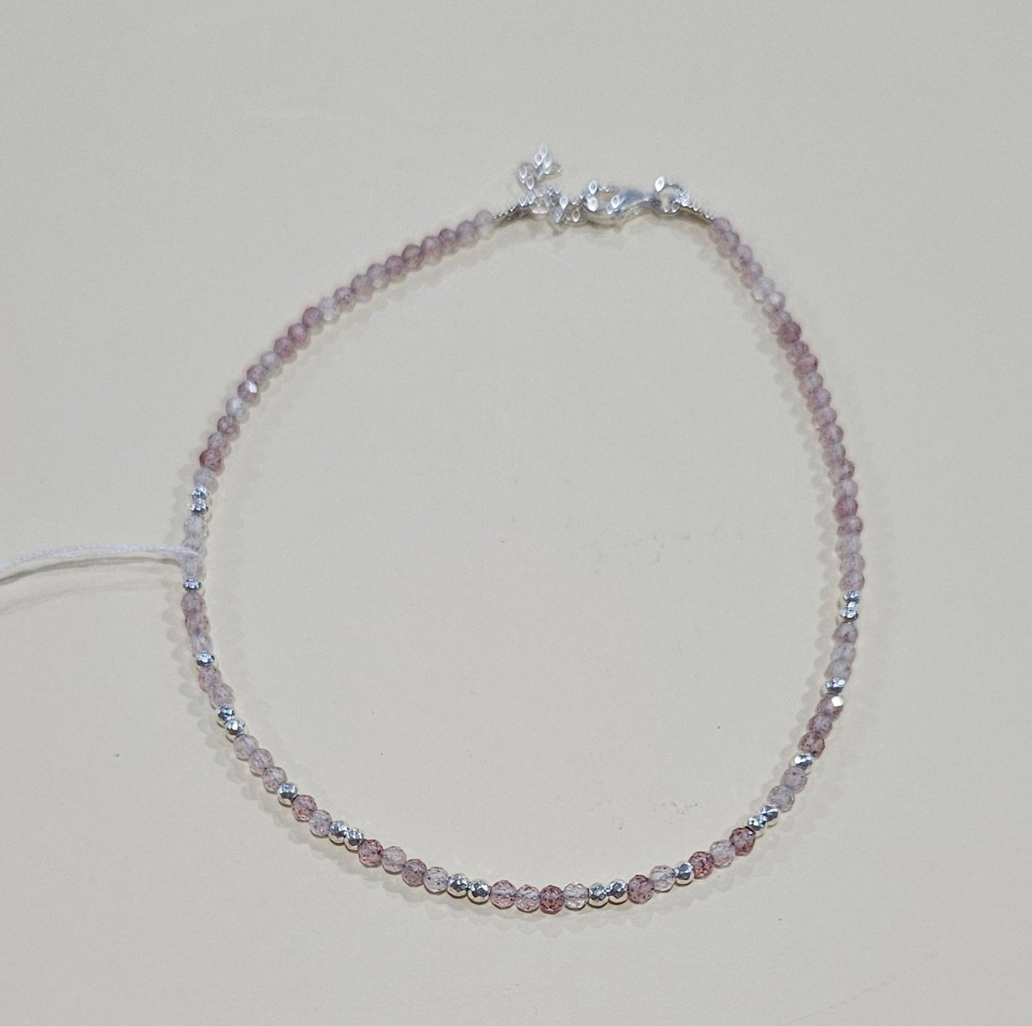 Natural Gemstone Anklet with Sterling Silver – Customizable with Charm Option