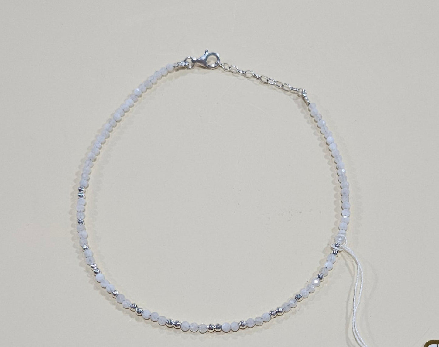 Natural Gemstone Anklet with Sterling Silver – Customizable with Charm Option