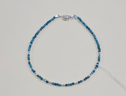 Natural Gemstone Anklet with Sterling Silver – Customizable with Charm Option