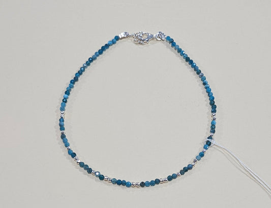 Natural Gemstone Anklet with Sterling Silver – Customizable with Charm Option
