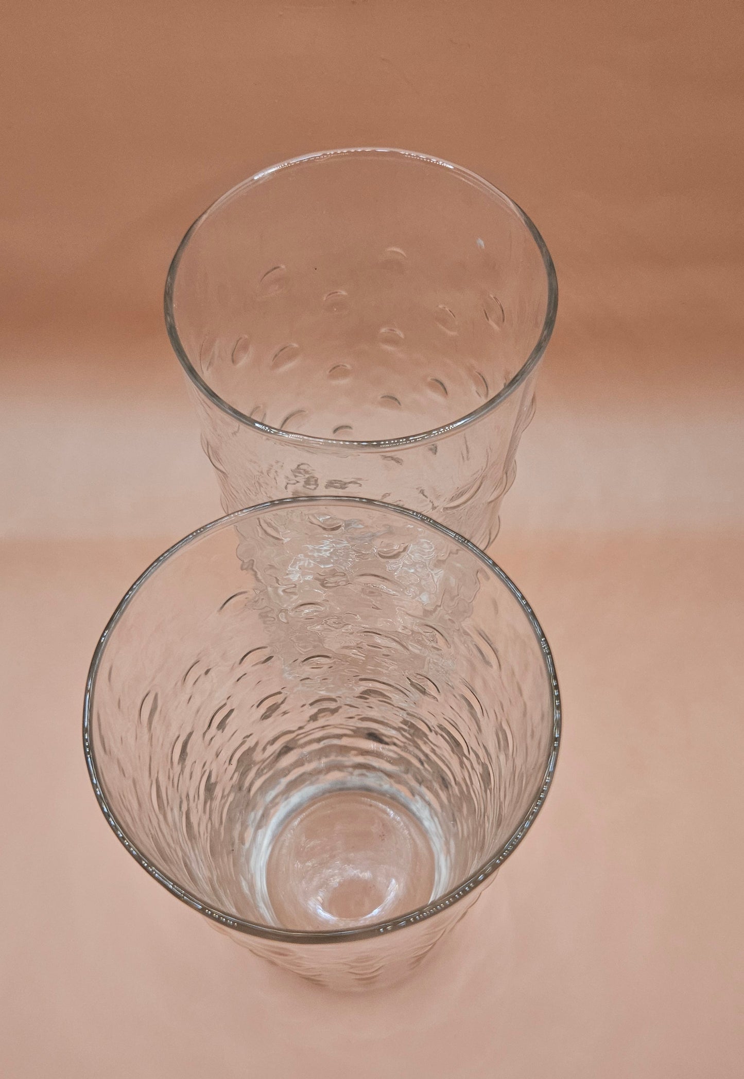 Set of 2 Vintage Libbey Crisa Clear Dimpled Glass Tumblers – 18 oz Pinched Grip Design