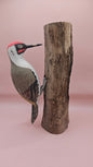 Hand-Painted Woodpecker on Natural Wood – Rustic Bird Decor (3 Color Options)