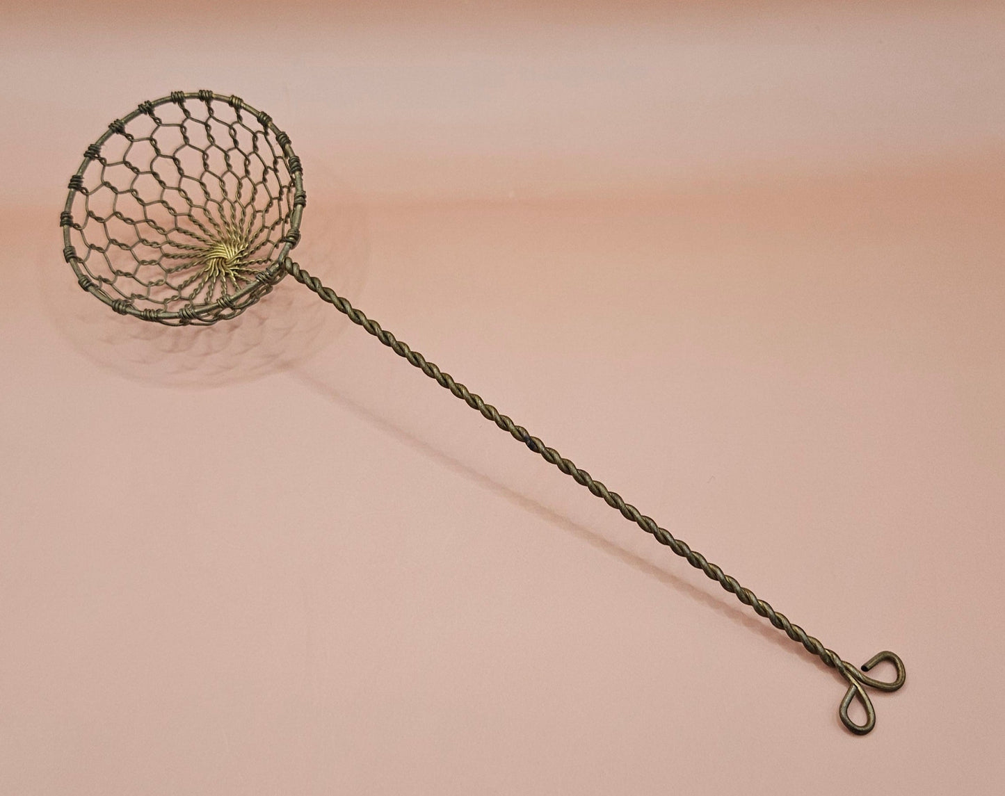 Vintage Brass Wire Mesh Skimmer Spoon – Teardrop or Round – 9.25" / 9.5