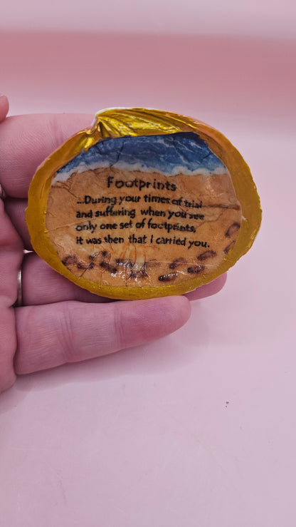 Handmade “Footprints” Poem Decorative Shell – Inspirational Beach Keepsake