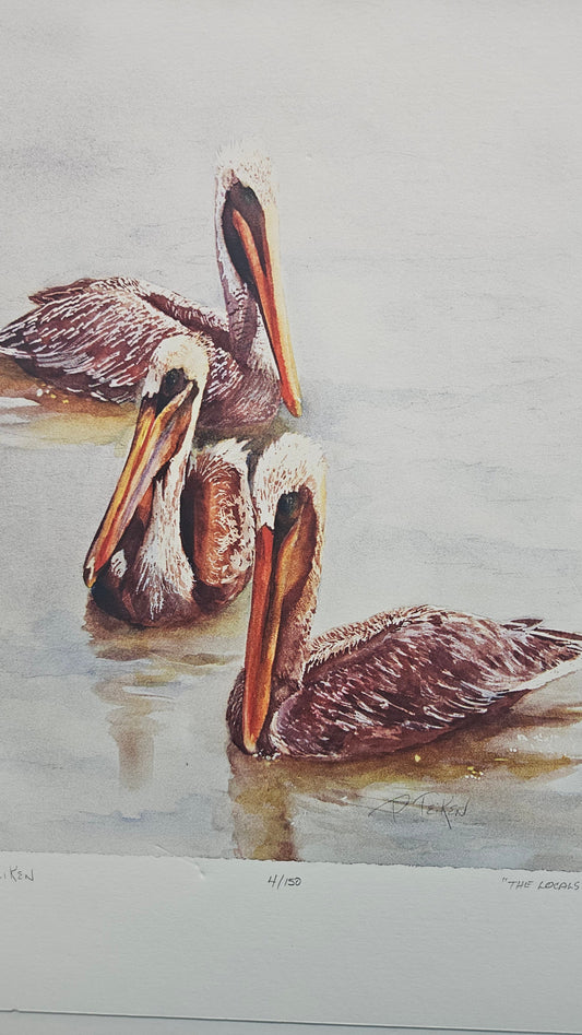 “The Locals” by Patsy Teiken – Signed Limited Edition Pelican Giclée Print (#4/150)