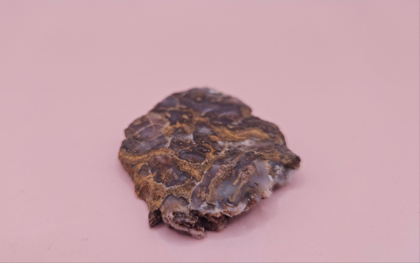 Moss Agate Slab – Rooted Ribbons in Smoky Lavender Stone-23 grams