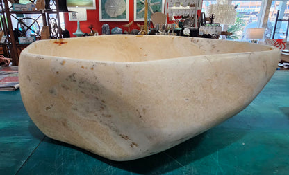 Massive Hand-Carved Onyx Bowl – Natural Stone Centerpiece – 20"
