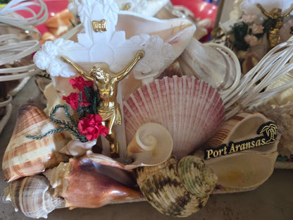 Chank & Mixed Seashells Novelty Light (Seahorse,  Palm Tree, Flamingo, Crucifix Or Marlin Accent)
