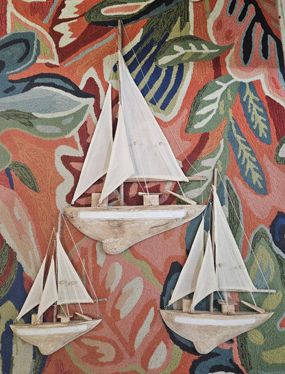 Rustic Driftwood Sailboat Wall Decor – Nautical Wall Art