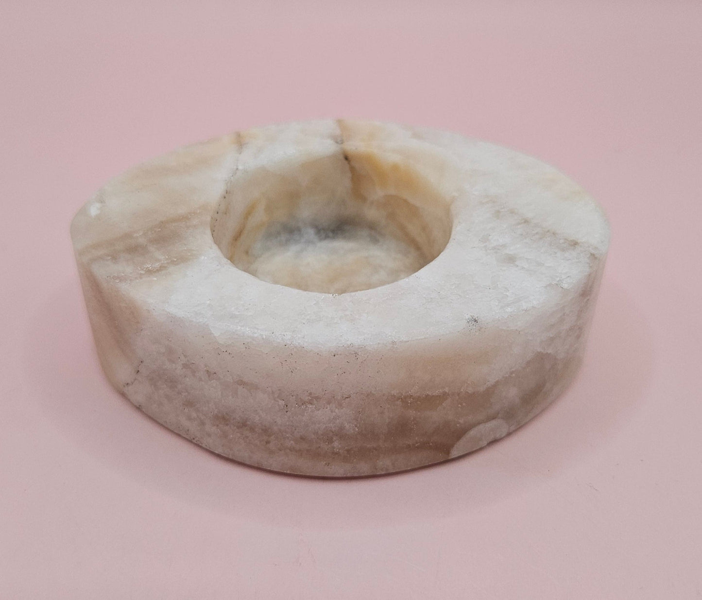 Oval Onyx Candle Holder – 3.7x2.6x1.2"