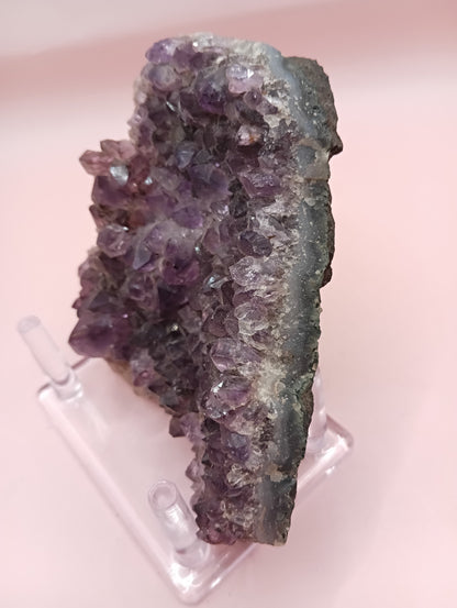 Natural Amethyst Cluster Crystal – Raw Purple Quartz Geode (4.7x3.5x1.8")