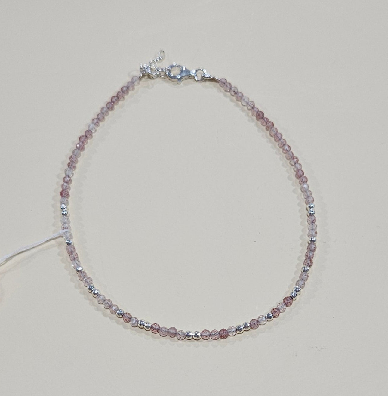 Natural Gemstone Anklet with Sterling Silver – Customizable with Charm Option