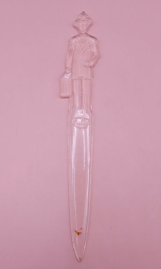 Vintage Fuller Brush Man Clear Plastic Letter Opener