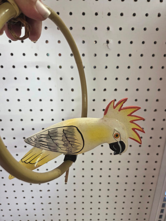 Vintage hanging cockatiel- patio/ tiki decor