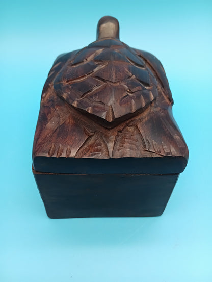 Hand Carved Ironwood Turtle Box – Coastal Decor Storage 5.25"