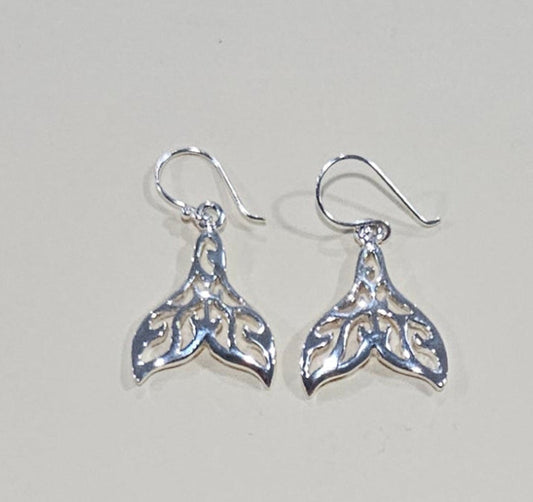 925 Sterling Silver Mermaid Tail Earrings – 1.3" Filigree Design