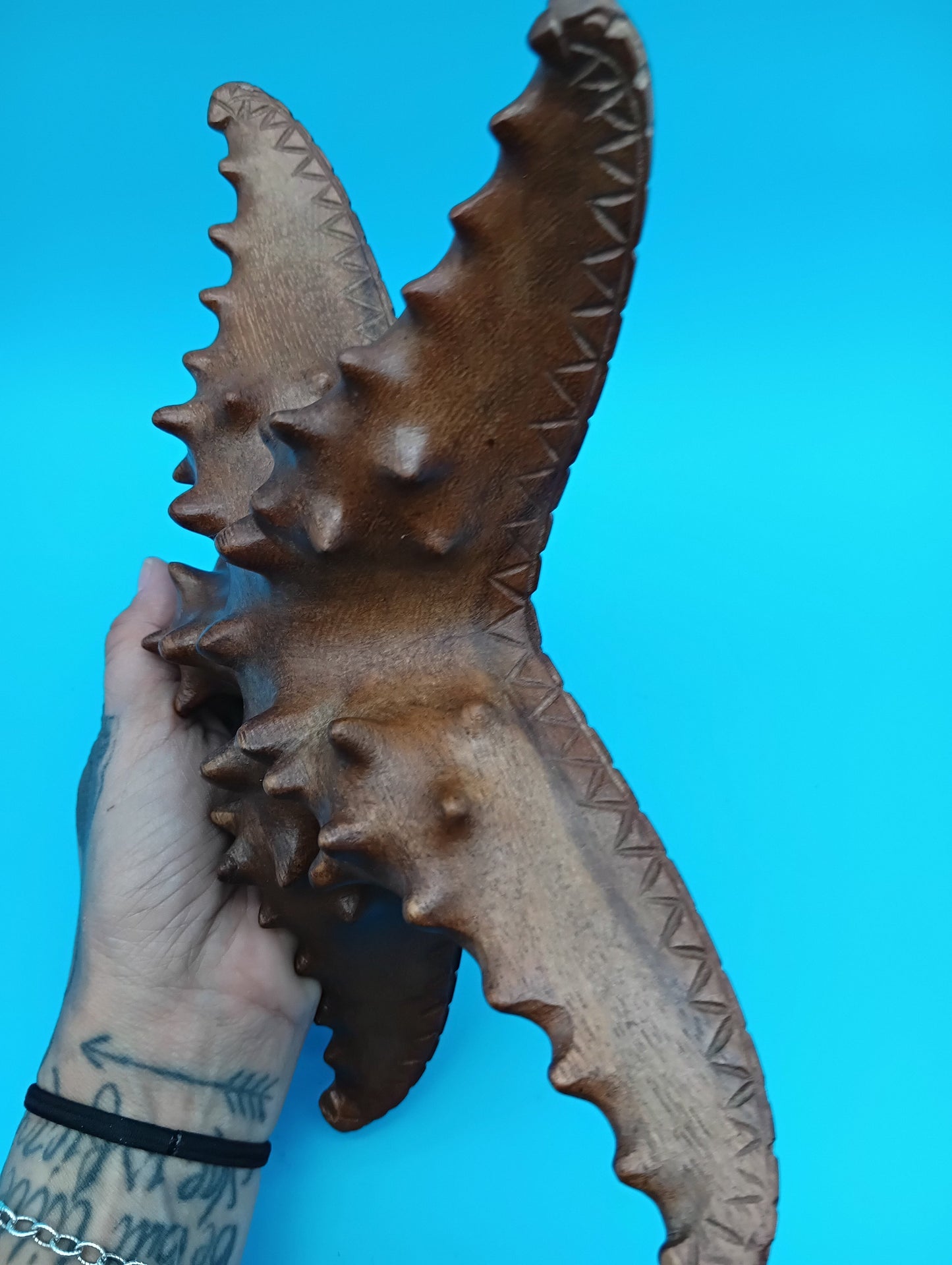 Hand Carved Wooden Starfish – Coastal Decor Accent 9–10"