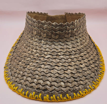 Natural Woven Palm Leaf Visor – Black, Pink, Yellow, or Cream Stitched Trim | Straw Sun Hat
