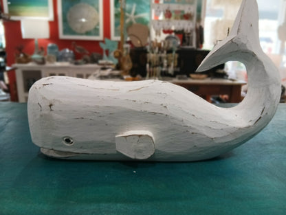 Wooden Whale with Small Fins & Open Mouth