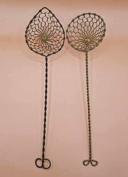 Vintage Brass Wire Mesh Skimmer Spoon – Teardrop or Round – 9.25" / 9.5