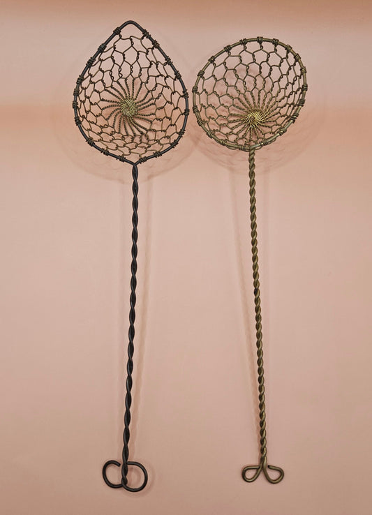 Vintage Brass Wire Mesh Skimmer Spoon – Teardrop or Round – 9.25" / 9.5