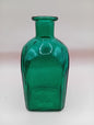 Vintage Square Glass Bottles  – Available in Clear, Green, Pink, Red, Blue, Teal – 5.5" Tall