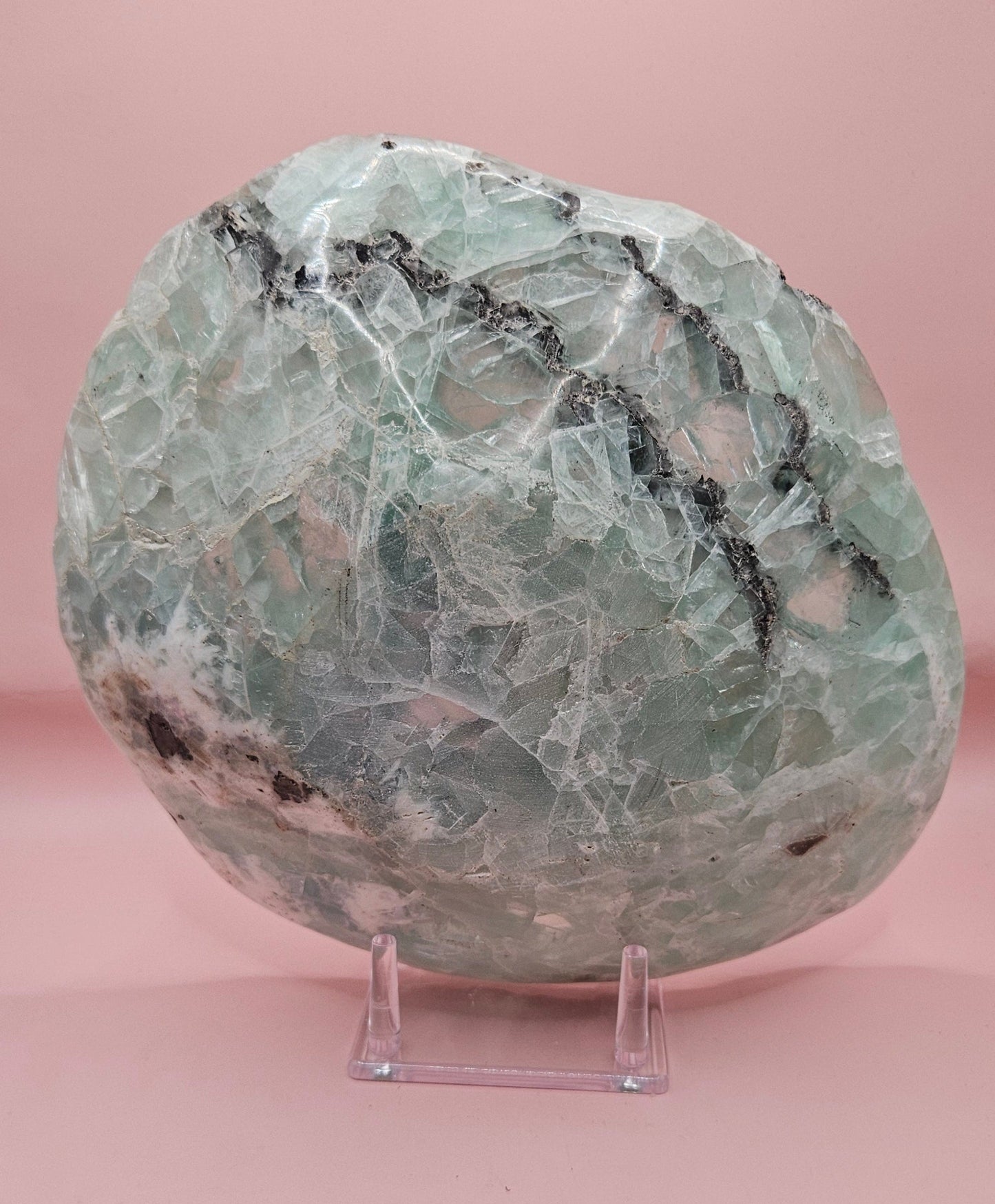 Carved Fluorite Bowl – Polished Gemstone Display Dish – 10.25"