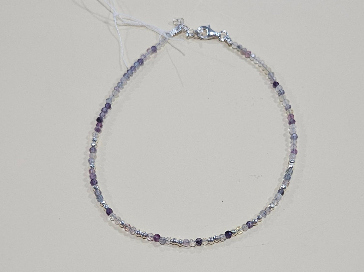 Natural Gemstone Anklet with Sterling Silver – Customizable with Charm Option