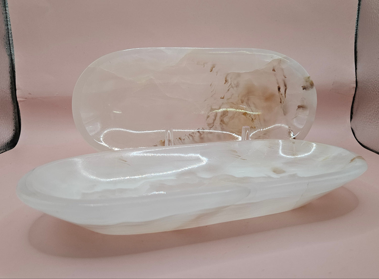 Polished Onyx Oval Dish – Natural Stone Accent Tray (Approx. 8.5x4")