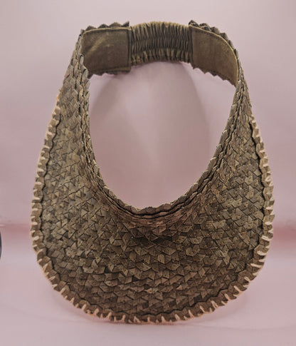 Natural Woven Palm Leaf Visor – Black, Pink, Yellow, or Cream Stitched Trim | Straw Sun Hat