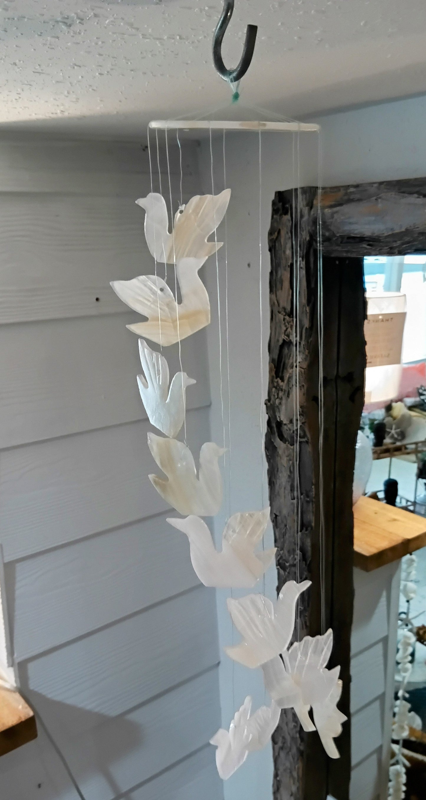 Hand-Carved Onyx Bird Wind Chime – 17” Hanging Mobile