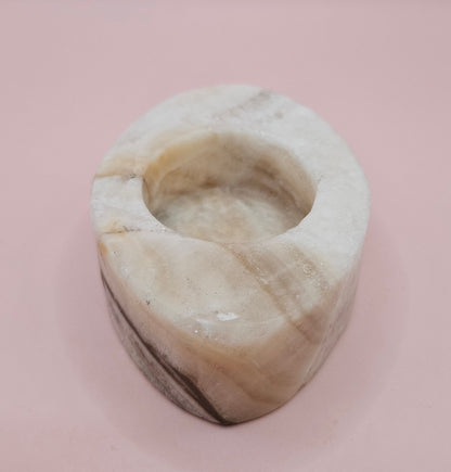 Oval Onyx Candle Holder – 3.7x2.6x1.2"