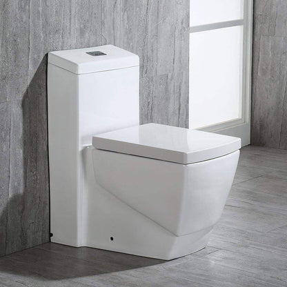 WOODBRIDGE Modern Square Design One Piece Dual Flush 1.28 GP Toilet,Chair Height with Soft Closing Seat