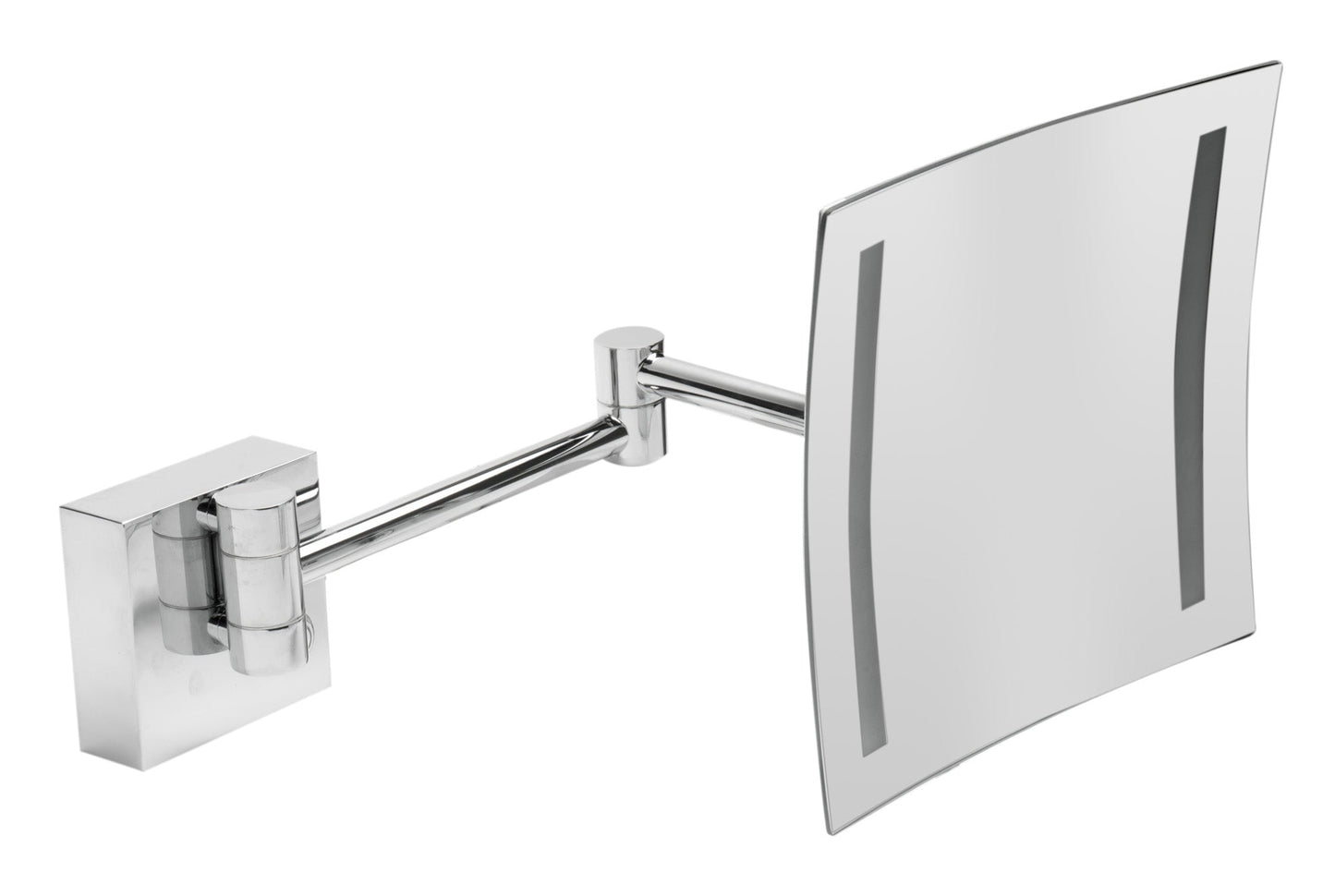 ALFI brand ABM8WLED Wall Mount Square 8" 5x Magnifying Cosmetic Mirror with Light