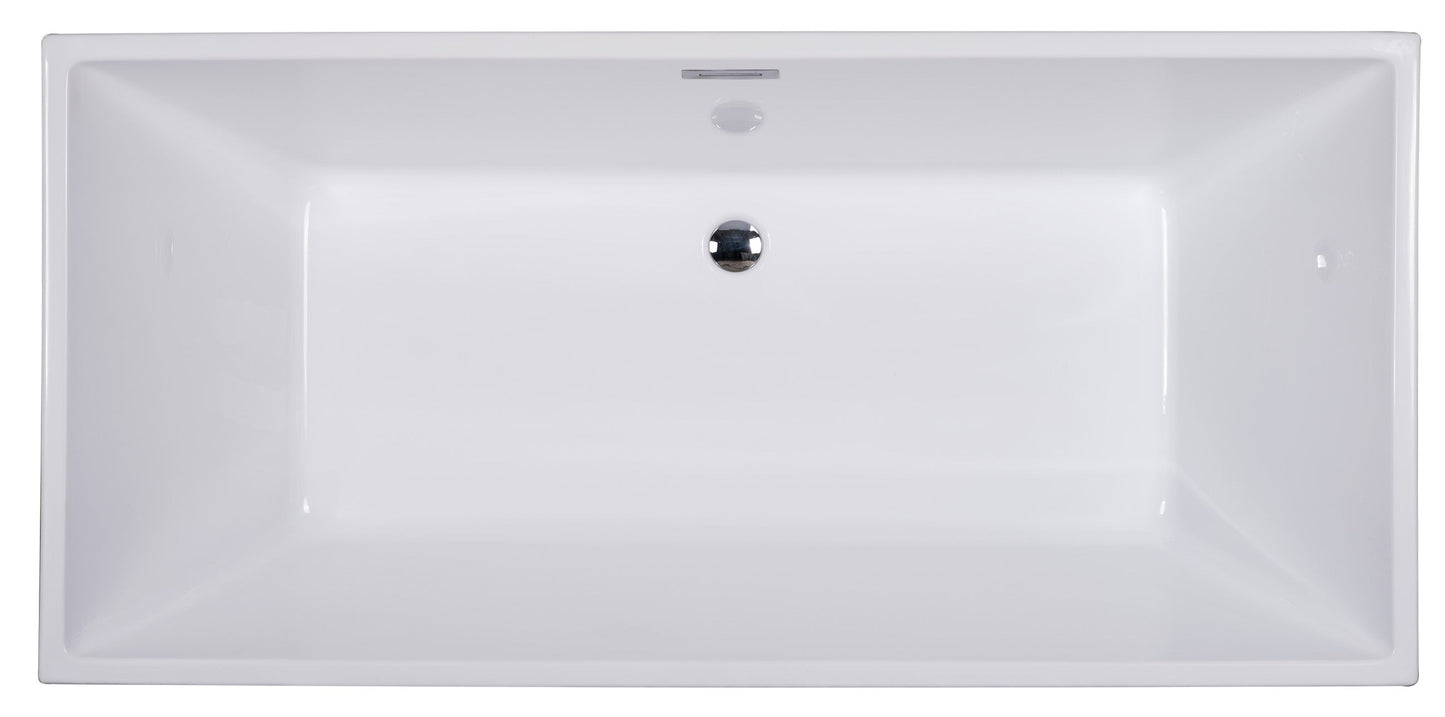 ALFI brand  AB8832 67 inch White Rectangular Acrylic Free Standing Soaking Bathtub