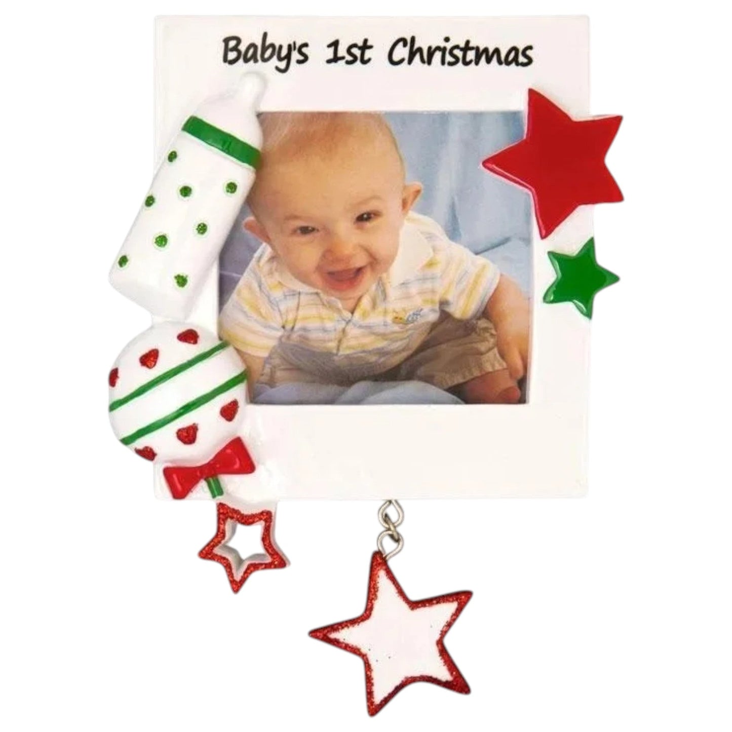 Christmas Baby Frame Ornament Red & Green