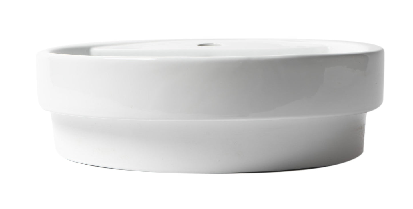 ALFI brand  ABC702 White 19" Round Semi Recessed Ceramic Sink with Faucet Hole