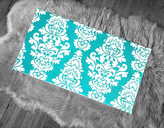 SALE IKEA Bankkamrat, Hemmahos, Stuva Bench Pad Cover  Damask Print Turquoise Blue