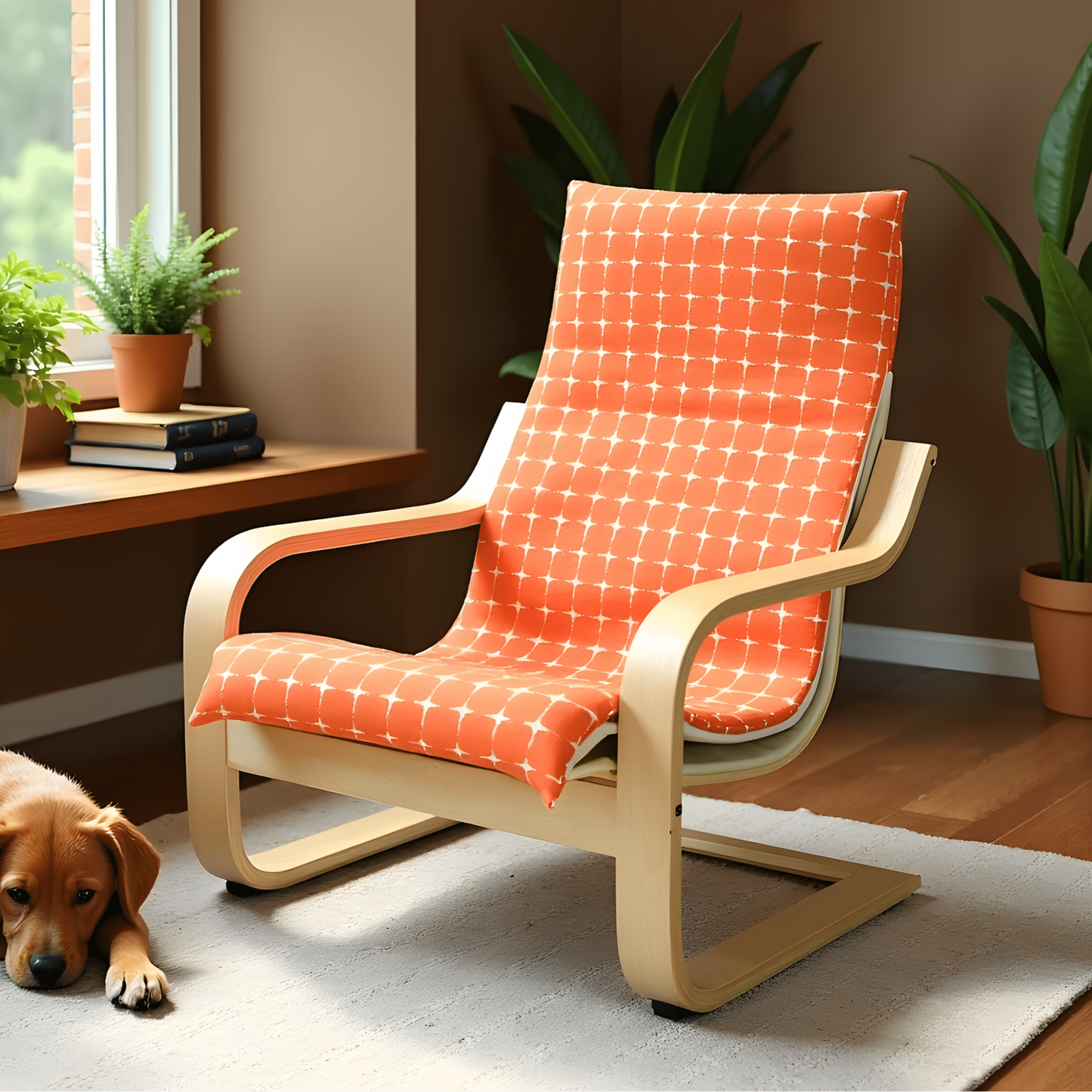 Orange Geometric Pattern Cushion Cover, Compatible with IKEA Children's Poang