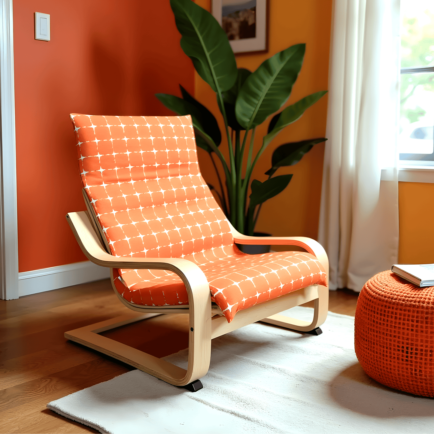 Orange Geometric Pattern Cushion Cover, Compatible with IKEA Children's Poang