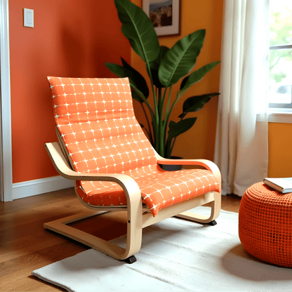 Orange Geometric Pattern Cushion Cover, Compatible with IKEA Children's Poang