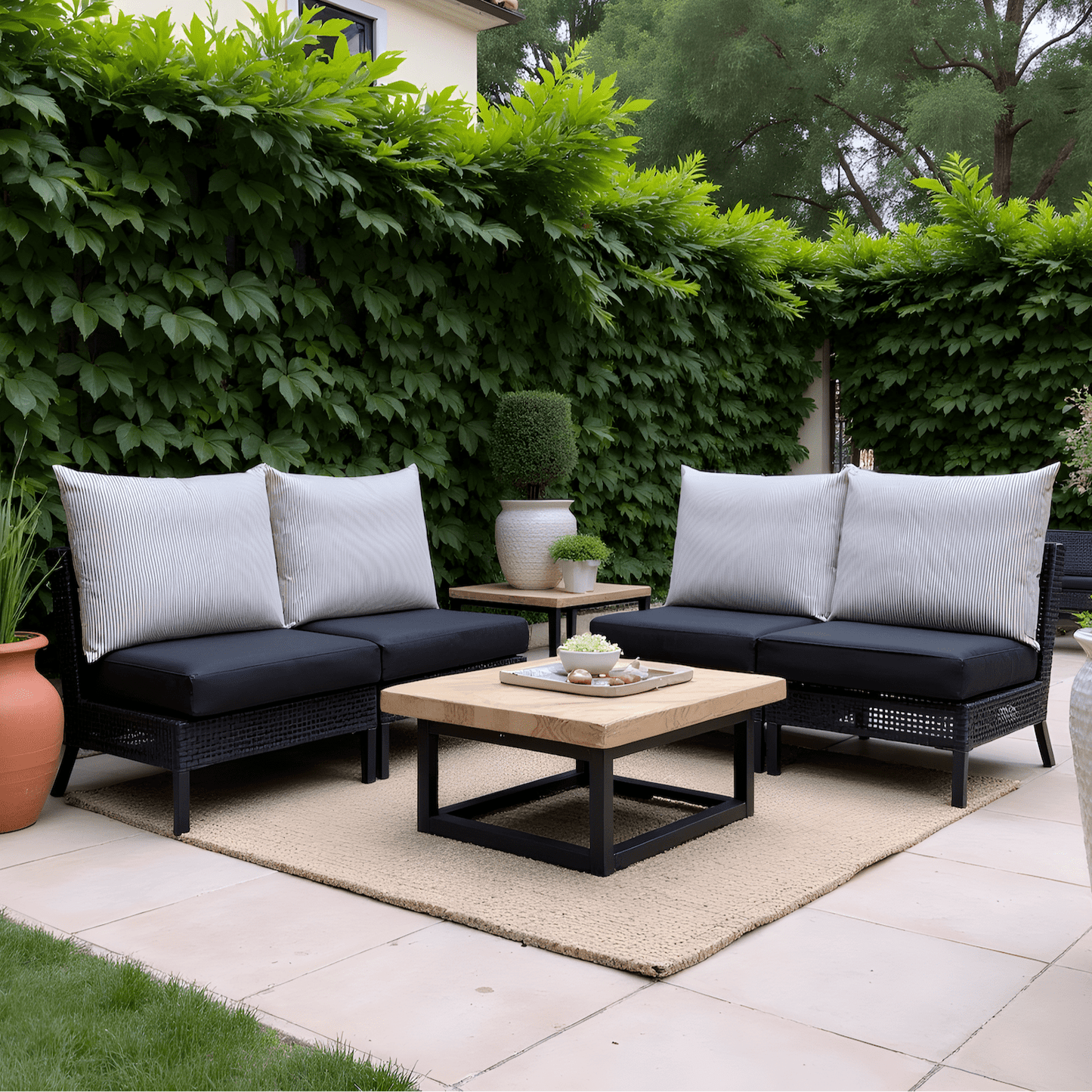 2 Pack Outdoor Pillow Covers | Beige Stripe | Compatible with IKEA Duvholmen and Kuddarna Cushions