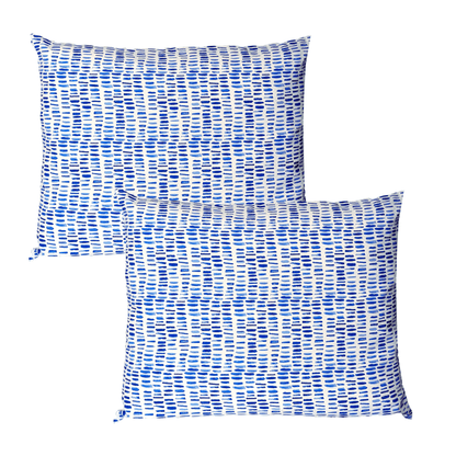 2 Pack Outdoor Pillow Covers | Blue Rain | Compatible with IKEA Duvholmen and Kuddarna Cushions