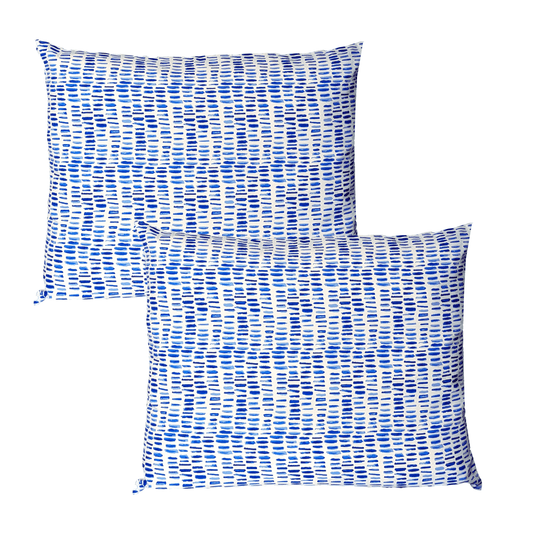 2 Pack Outdoor Pillow Covers | Blue Rain | Compatible with IKEA Duvholmen and Kuddarna Cushions