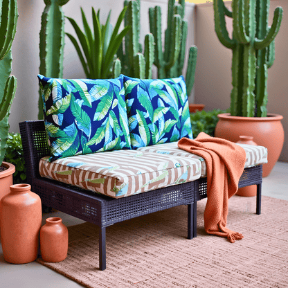 2 Pack Outdoor Pillow Covers | Green Banana Leaf Jungle Print | Compatible with IKEA Duvholmen and Kuddarna Cushions