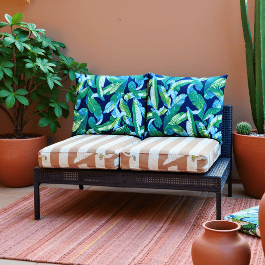 2 Pack Outdoor Pillow Covers | Green Banana Leaf Jungle Print | Compatible with IKEA Duvholmen and Kuddarna Cushions